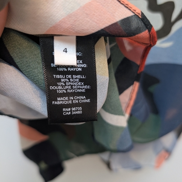 Rebecca Taylor Botanical Garden Mock Neck Silk Blouse size 4 - Picture 6 of 8